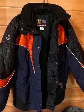SKI-DOO, Navy, Black & Orange Sport Winter Jacket, Size Large